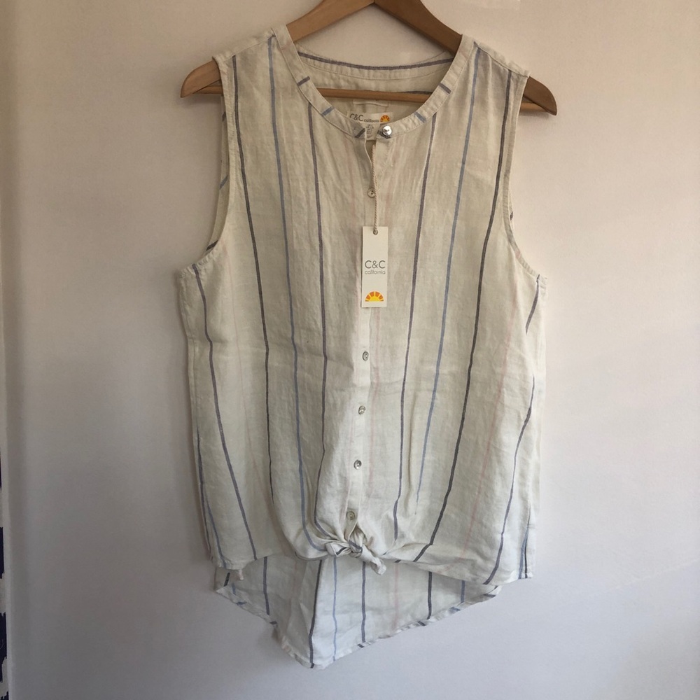 Tie-front linen tank